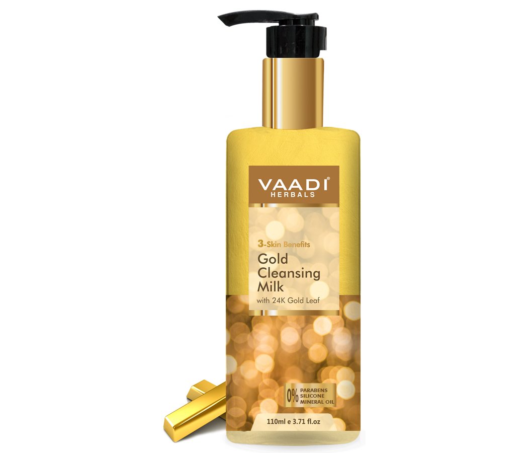 Gold Cleansing Milk with 24k Gold Leaf - 3-skin Benefits (110 ml / 4 fl oz )