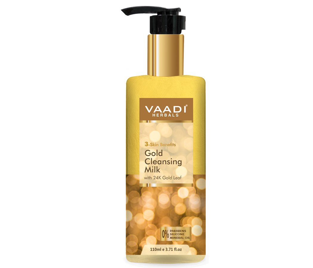 Gold Cleansing Milk with 24k Gold Leaf - 3-skin Benefits (110 ml / 4 fl oz )