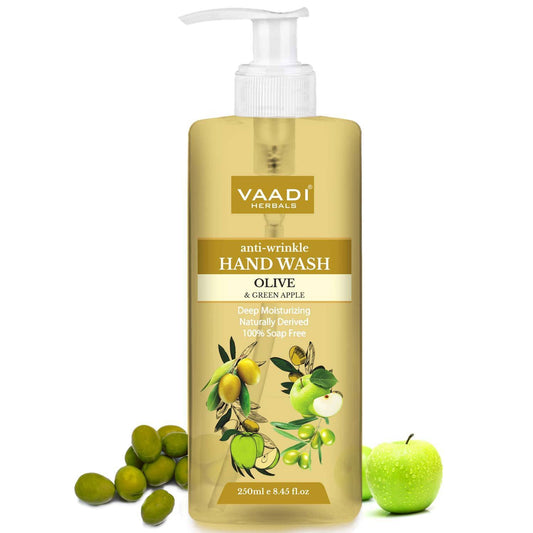Anti Wrinkle Organic Olive and Green Apple Hand Wash - Deep Moisturizing Naturally Derived 100% Soap Free (250 ml / 8.5 fl oz )