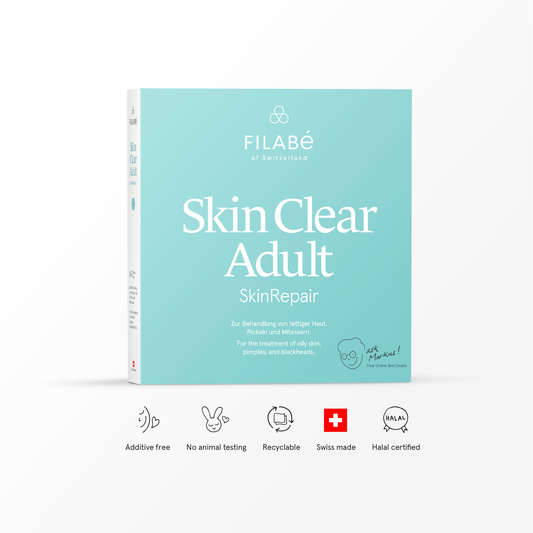 Filabé of Switzerland | SKIN CLEAR ADULT | Skin care for oily skin, spots, blackheads, from age 22
