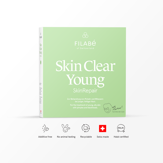Filabé of Switzerland | SKIN CLEAR YOUNG | Skin Care for Oily Skin, Spots, Blackheads, up to age 22