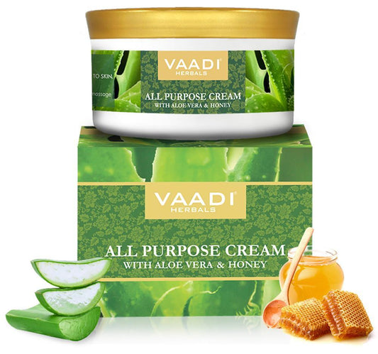 Organic All Purpose Cream with Aloe Vera, Honey & Manjistha - Lightens Pigmentation Improves Complexion (150 gms/ 5.3 oz)