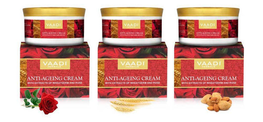 Organic Anti Ageing Cream with Almond, Wheatgerm - Boosts Collagen & Delays Wrinkles Keeps Skin Soft & Youthful (3 x 150 gms / 5.3 oz)