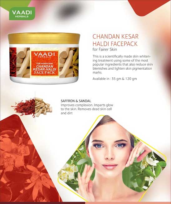 Organic Saffron Sandalwood Fairness Face Pack - Removes Marks and Lightens Skin Tone - Repairs and Protects Skin (600 gms / 21.2 oz)