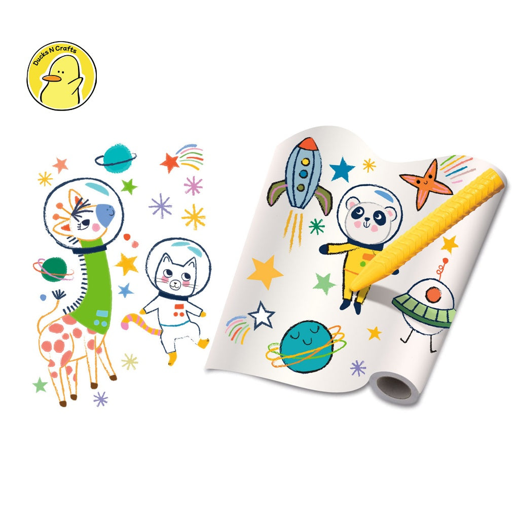 Haku Yoka-Coloring Roll Kit- Dino World and Fantasy Unicorn