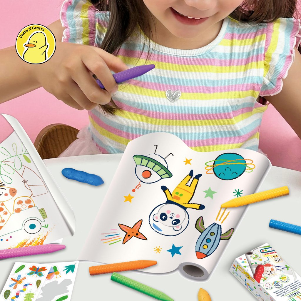 Haku Yoka-Coloring Roll Kit- Dino World and Fantasy Unicorn