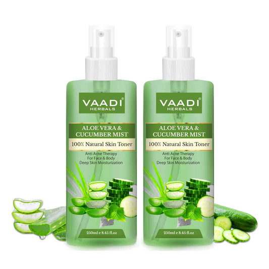 Aloe Vera & Cucumber Mist - 100% Natural Skin Toner (2 x 250 ml / 8.5 fl oz)