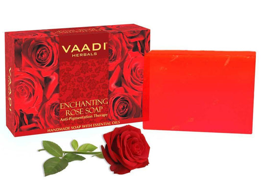 Enchanting Organic Rose Soap with Mulberry Extract - Anti Pigmentation Therapy Lightens Dark Spots & Patches (75 gms/2.7 oz)