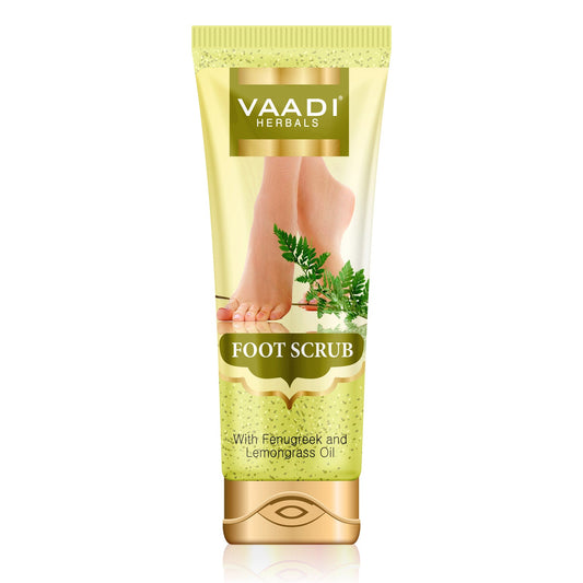 Organic Foot Scrub with Fenugreek & Lemongrass Oil - Therapeutic Exfoliates Rejuvenates Damaged Skin Softens Skin (110 gms / 4 oz)