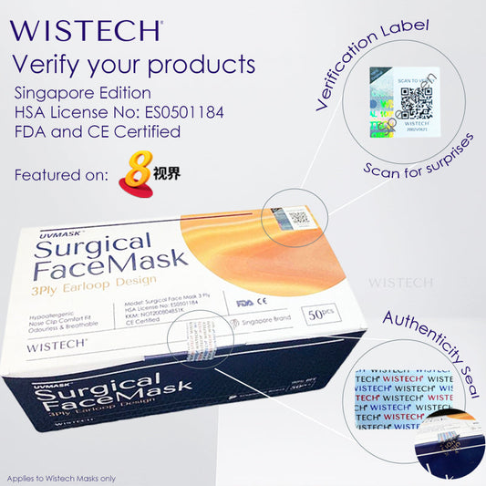 XL Size in Black Wistech 3 Ply Surgical Face Mask, 50 pieces