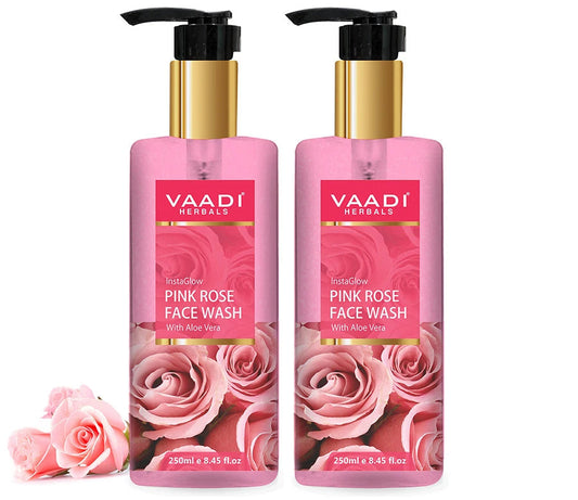 Insta Glow Pink Rose Face wash with Aloe vera extract - reduces wrinkles & get glowing skin  (2 x 250 ml / 8.5 fl oz )