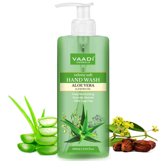 Velvety Soft Organic Aloe Vera & Jojoba Oil Hand Wash - Deep Moisturizing Naturally Derived 100% Soap Free (250 ml / 8.5 fl oz )