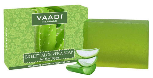 Breezy Organic Aloe Vera Soap with Honey - Anti Infective Therapy Cleanses & Soothes Skin (75 gms / 2.7 oz)