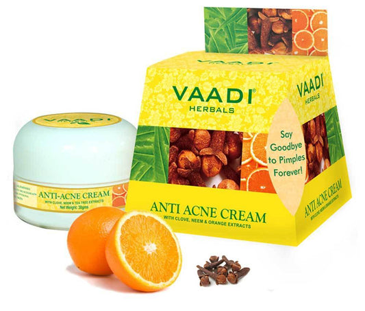 Organic Anti Acne Cream with Clove Oil & Neem Extract - Anti Bacterial Therapy Controls Excess Oil Prevents Acne (30 gms / 1.1 oz)