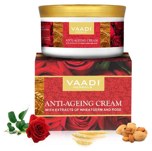 Organic Anti Ageing Cream with Extracts of Wheatgerm And Rose Almond, Wheatgerm - Boosts Collagen & Delays Wrinkles Keeps Skin Soft & Youthful (150 gms / 5.3 oz)