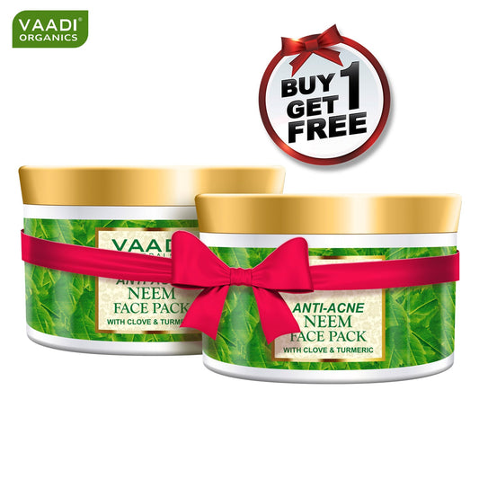 Anti Acne Organic Neem Face Pack with Clove & Turmeric - Prevents Acne & Skin Infections (600 gms / 21.2 oz) (Buy 1 Get 1 Free)