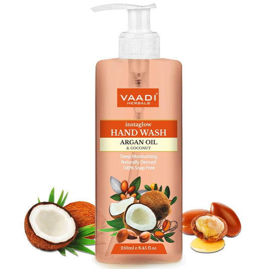 Instaglow Organic Argan Oil & Coconut Hand Wash - Deep Moisturizing Naturally Derived 100% Soap Free (250 ml / 8.5 fl oz )