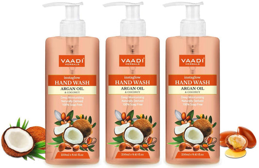 Instaglow Organic Argan Oil & Coconut Hand Wash (3 x 250 ml / 8.5 fl oz )