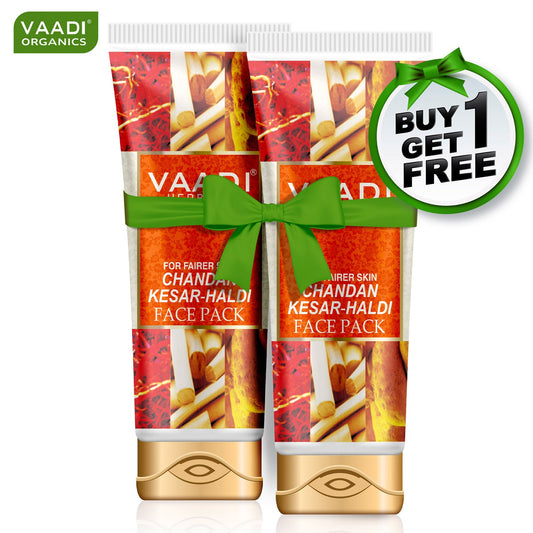 Organic Saffron Sandalwood Fairness Face Pack - Removes Marks and Lightens Skin Tone - Repairs and Protects Skin (120 gms/ 4.3 oz)  (Buy 1 Get 1 Free)