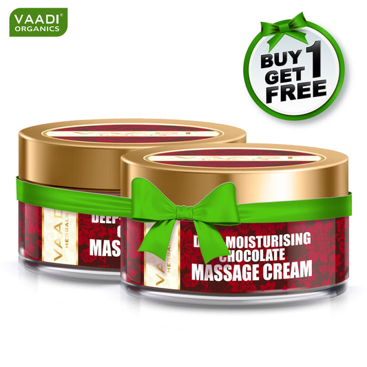 Deep Moisturising Organic Chocolate Massage Cream with Strawberry Extract - Softens Skin Makes Skin Radiant (50 gms / 2 oz) (Buy 1 Get 1 Free)