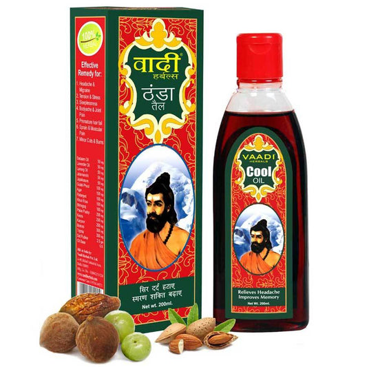 Organic Triphla Almond Cool Oil - Relieves Headache & Muscle Pain Prevents Hairfall Strengthens Hair and Body (200ml/7 fl oz)