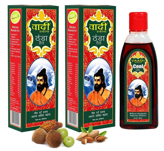 Organic Triphla Almond Cool Oil - Relieves Headache & Muscle Pain - Prevents Hairfall _ Strengthens Hair and Body (2 x 200ml/7 fl oz)