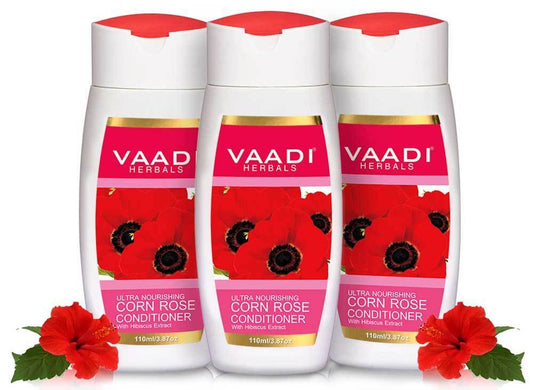 Ultra Nutrient Organic Rich Corn Rose Conditioner with Hibiscus Extract- Conditions & Softens Hair ( 3 x 110ml / 4 fl oz)