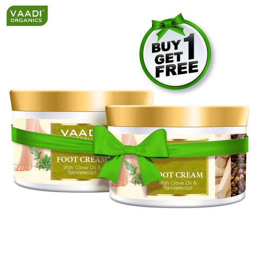 Organic Foot Cream with Clove & Sandalwood Oil - Softens Dry & Cracked Feet Deep Moisturises (500 gms / 17.7 oz) (Buy 1 Get 1 Free)