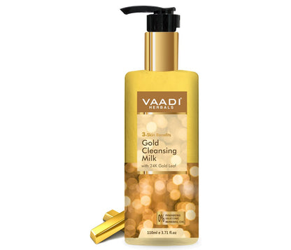 Gold Cleansing Milk with 24k Gold Leaf - 3-skin Benefits (110 ml / 4 fl oz )