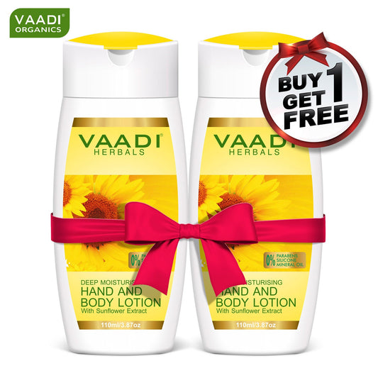 Organic Hand & Body Lotion with Sunflower Extract - Enhances Water Retention in Skin Keeps Skin Soft (110 ml/4 fl oz) (Buy 1 Get 1 Free)