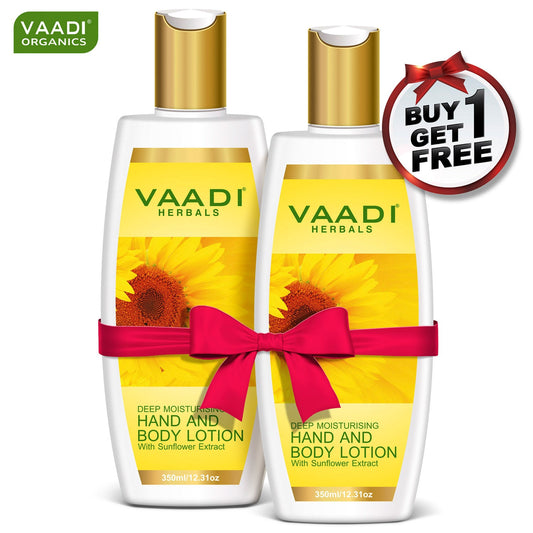 Organic Hand & Body Lotion with Sunflower Extract - Enhances Water Retention in Skin Keeps Skin Soft (350 ml/12 fl oz) (Buy 1 Get 1 Free)