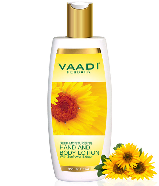 Organic Hand & Body Lotion with Sunflower Extract - Enhances Water Retention in Skin Keeps Skin Soft (350 ml/12 fl oz)