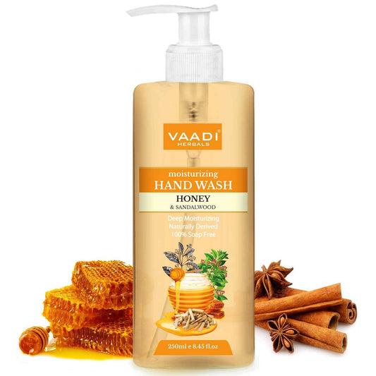 Deep Moisturizing Organic Honey & Sandal Hand Wash - Deep Moisturizing Naturally Derived 100% Soap Free (250 ml / 8.5 fl oz )