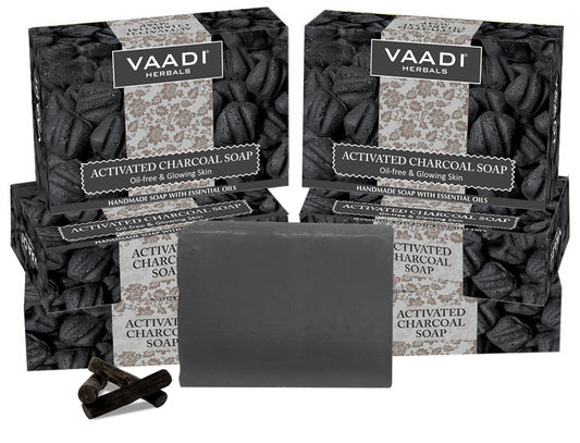 Pack of 6 Activated Charcoal Soap - Detoxifies Skin - Brighten The Skin Tone (6 X 75 gms / 2.7 oz)