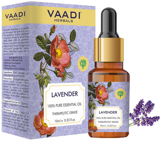 Organic Lavender Essential Oil - Prevents Hairfall, Relieves Stress, Soothes Skin - 100% Pure Therapeutic Grade (10 ml/ 0.33 oz)