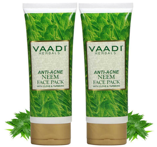 Organic Neem Face Pack with Clove & Turmeric - Removes Acne and Pigmentation Marks Clears Impurities and Soothes Skin (2 x 120 gms / 4.3 oz)
