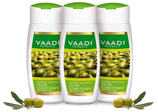 Multi Vitamin Organic Rich Olive Conditioner with Avocado Extract - Makes Hair Lustrous Adds Bounce to Hair (3 x 110 ml/ 4 fl oz)