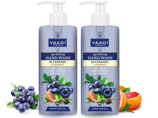 Age Defying Organic Blueberry & Grapefruit Hand Wash - Anti Ageing Naturally Derived 100% Soap Free (2 x 250 ml / 8.5 fl oz )