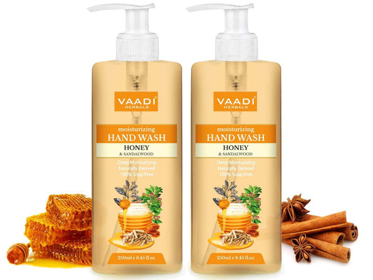 Deep Moisturizing Organic Honey & Sandal Hand Wash - Deep Moisturizing Naturally Derived 100% Soap Free (2 x 250 ml / 8.5 fl oz )