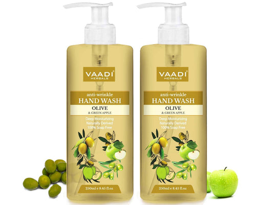 Anti Wrinkle Organic Olive and Green Apple Hand Wash - Deep Moisturizing Naturally Derived 100% Soap Free (2 x 250 ml / 8.5 fl oz )