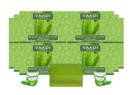 Breezy Organic Aloe Vera Soap with Honey - Anti Infective Therapy - Cleanses & Soothes Skin (12 x 75 gms / 2.7 oz)