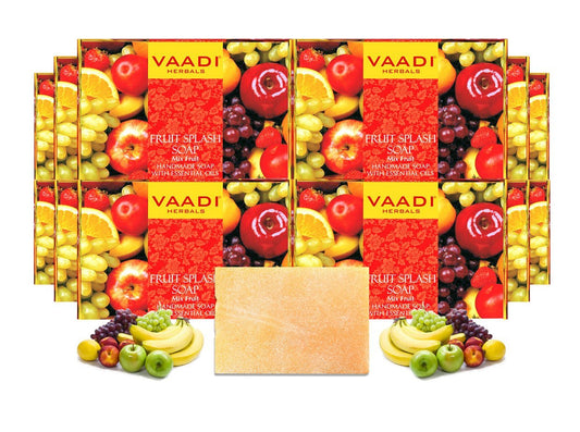 Organic Fruit Splash Soap with Orange, Peach, Lemon & Green Apple - Multivitamin Rich - Keeps Skin Nourished (12 x 75 gms / 2.7 oz)