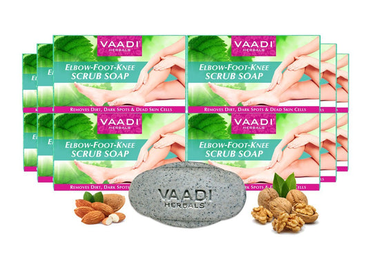 Organic Elbow Foot Knee Scrub Soap with Almond & Walnut - Removes Dead Skin - Makes Skin Soft (12 x 75 gms / 2.7 oz)