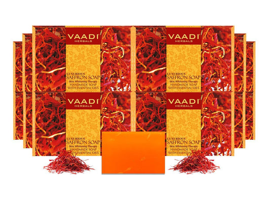 Luxurious Organic Saffron Soap - Skin Whitening Therapy - Evens Skin Tone _ Lightens Marks (12 x 75 gms / 2.7 oz)