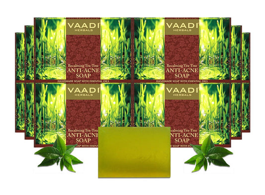 Organic Becalming Tea Tree Soap with Clove Oil - Anti Acne Therapy - Removes Impurities (12 x 75 gms / 2.7 oz)