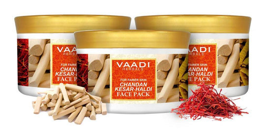 Organic Saffron Sandalwood Fairness Face Pack - Removes Marks and Lightens Skin Tone - Repairs and Protects Skin (3 x 600 gms / 21.2 oz)