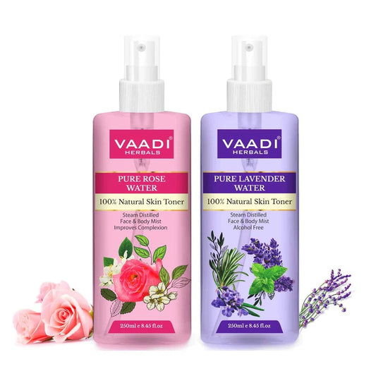 Rose Water & Lavender Water - 100% Natural & Pure (250 ml x 2)