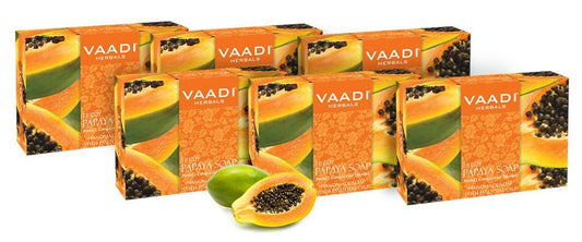 Organic Fresh Papaya Soap - Clears Impurities off Skin - Lightens Skin Tone Gives a Natural Glow (6 x 75 gms / 2.7 oz)