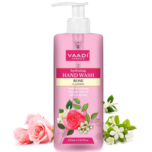 Hydrating Organic Rose & Jasmine Hand Wash - Deep Moisturizing Naturally Derived 100% Soap Free (250 ml / 8.5 fl oz )