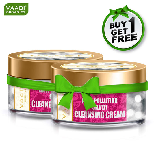 Organic Silver Cleansing Cream with Pure Silver Dust & Sandalwood Oil - Deep Cleanses Skin - Keeps Skin Soft (50 gms/ 2 oz) (Buy 1 Get 1 Free)